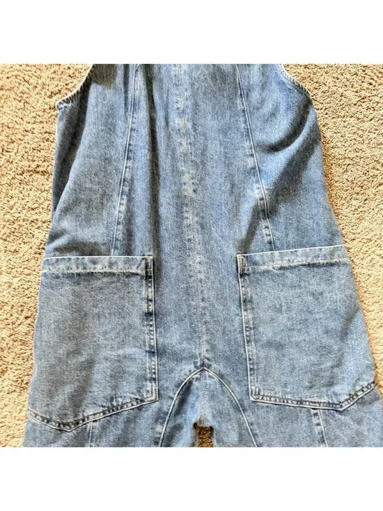 Free People We The Free High Roller Sapphire Blue Sz SMALL Free People Overalls - Picture 5 of 13